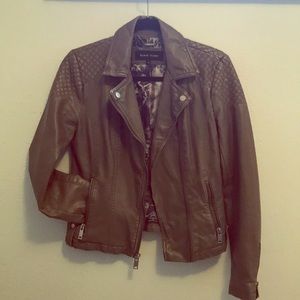 Black rivet  REAL LEATHER taupe jacket